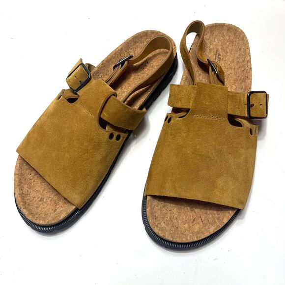 A.P.C. NWOT Noe Suede Slingback Sandals Unisex in Caramel Size EU 41/ US 8M - Picture 1 of 13